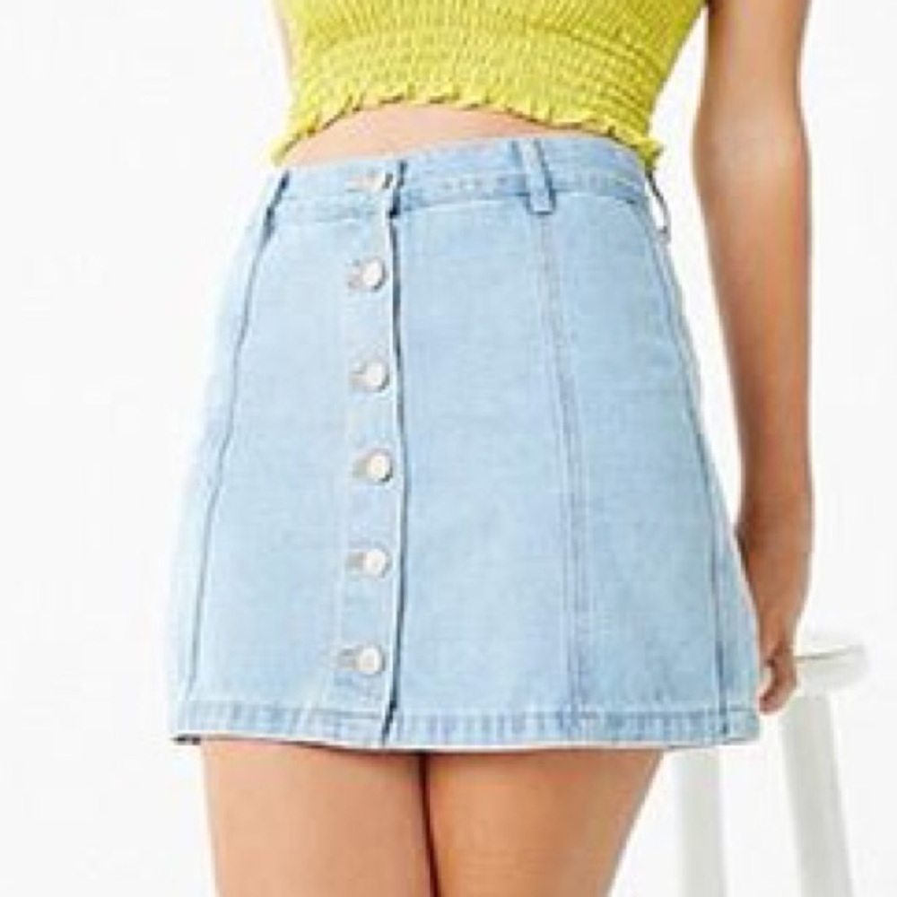 Forever 21 Botton-Front Light Denim Skirt